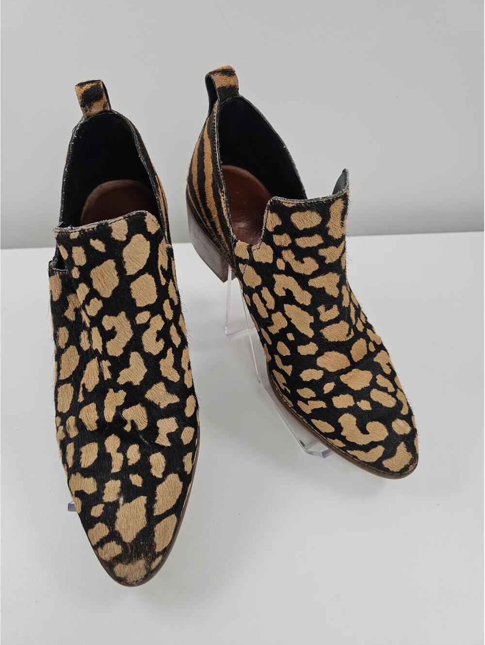 1. STATE Cow Hair Leopard Print Ankle Boots
